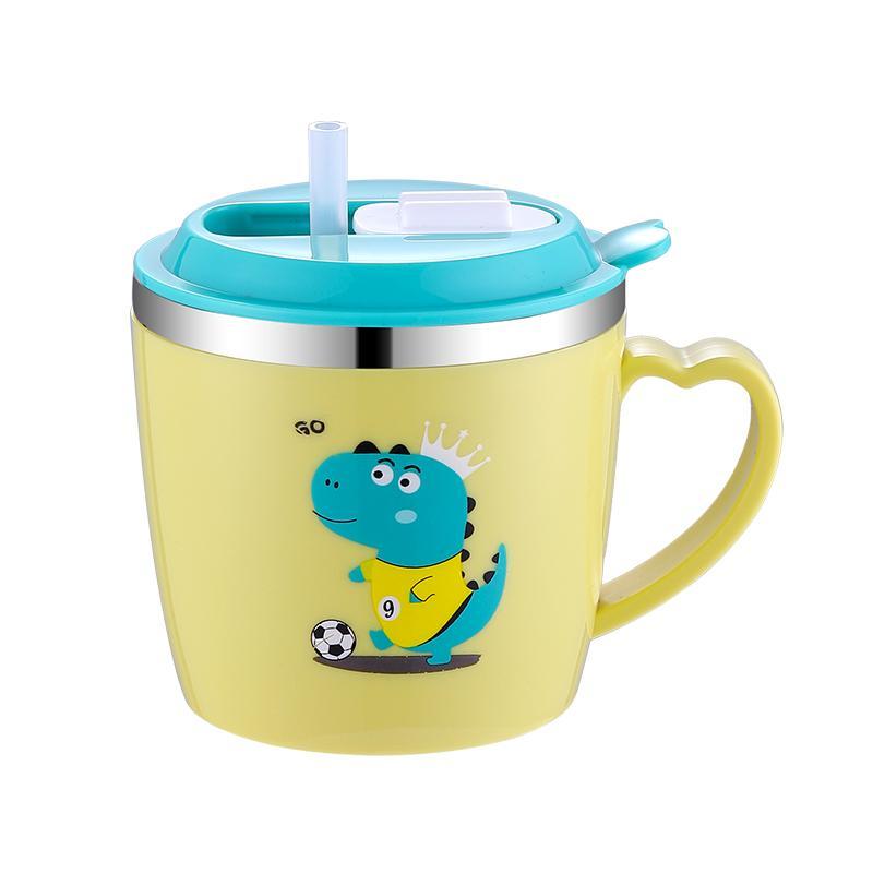Product Introduction of Cute Cartoon Animal Pattern Stainless Steel Mug, 1 Count 250ml Drinking Cup with Straw, Household Water Cup for Home School Outdoor, Household Kitchen Products 0