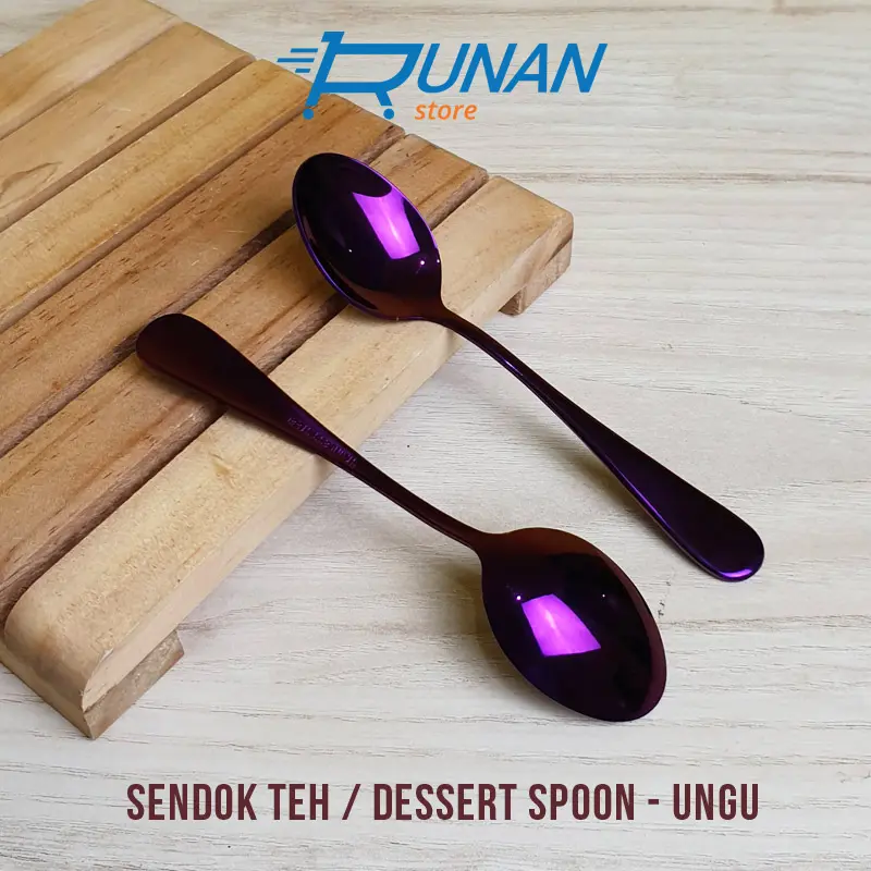 Dessert Spoon Sendok Teh Stainless Ungu Purple Tea Spoon Hotel Cafe