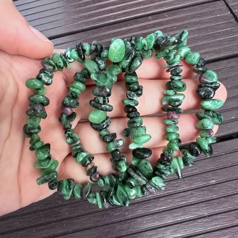 Vòng tay đá chip thiên nhiên Zoisite. Cân bằng cảm xúc. Ý chí mạnh mẽ Phụ Kiện