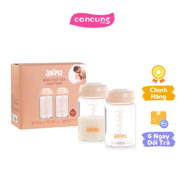 Bộ 2 bình trữ sữa thủy tinh Animo (180ml)