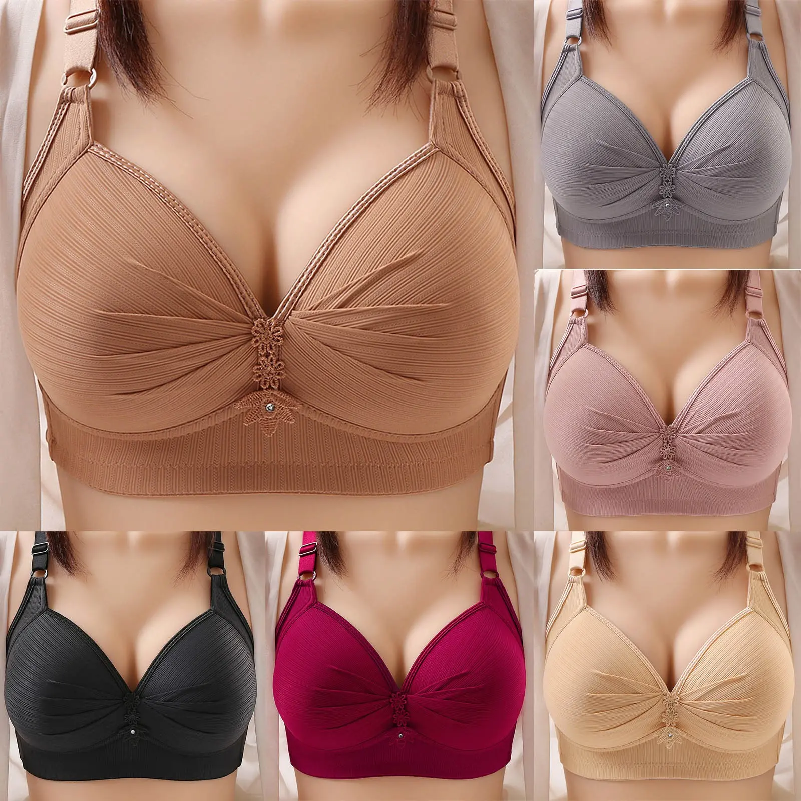 Áo Ngực Nữ Cỡ Lớn, In Ấn, Tập Hợp Với Nhau, Đồ Lót Hàng Ngày, Không Có Gọng Nhung Tua Rua Bra Voi