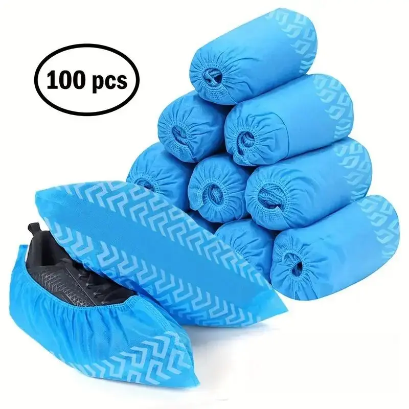 Disposable Shoe Covers, 100pcs/set Breathable Non-woven Fabric Shoe Covers, Durable Shoe Covers for Home, Office, Outdoor Adventure
