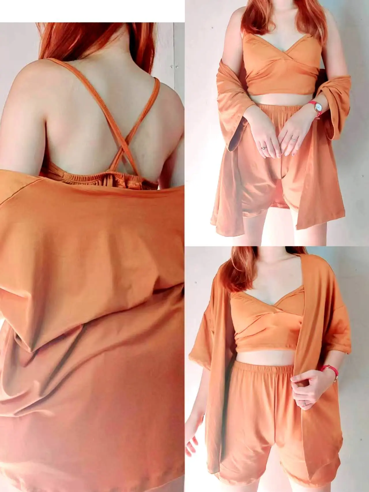 Women 3 IN 1 sets tops and short Plain Sexy fashion teron sets Breathable Clothing Womenswear Comfortable
