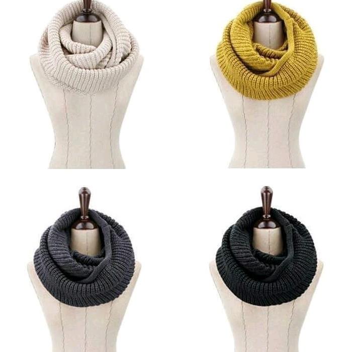 Scarf Rajut Jual IMPORT Syal Scarf Rajut Wool Infinity Ring Scarf Musim dingin Pink ...