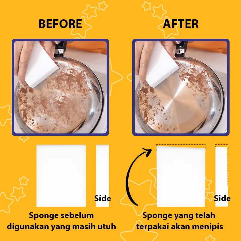 BOS0076 Spons Ajaib Serbaguna / Magic Sponge Pembersih Multifungsi Packing Plastik Individu Spon Stainless 2