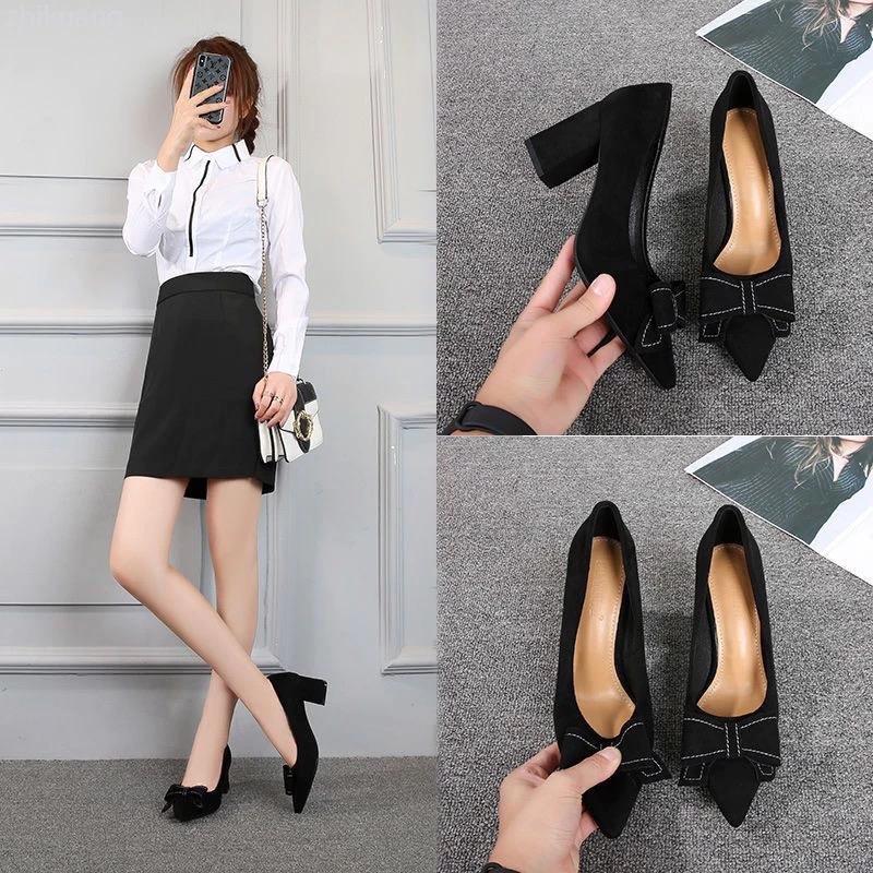 (BIGSIZE 40-45 TĂNG SIZE ) giày cao gót mũi nhọn chất nỉ đủ size 32-45 3