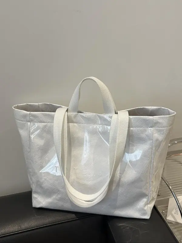 Letters Pattern Tote Bag, Large Capacity Shoulder Bag for Women & Men, Casual Trendy Versatile High-quality Daily Commuting Bag, Girl Fashionable Shopping Bag 7