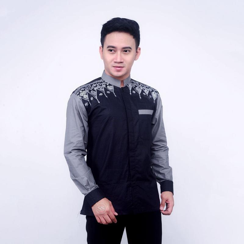 Baju Koko Syar'i Dewasa Lengan Panjang Terbaru Bordir Kain Muslim Pria Kombinasi 4