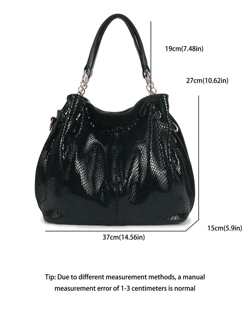 Product Introduction of Women's Business Genuine Leather Snakeskin Embossed Shoulder Bag, Casual Leather Large Capacity Tote Bag for Women, Trendy Versatile Commuting Bag for Daily Use 1