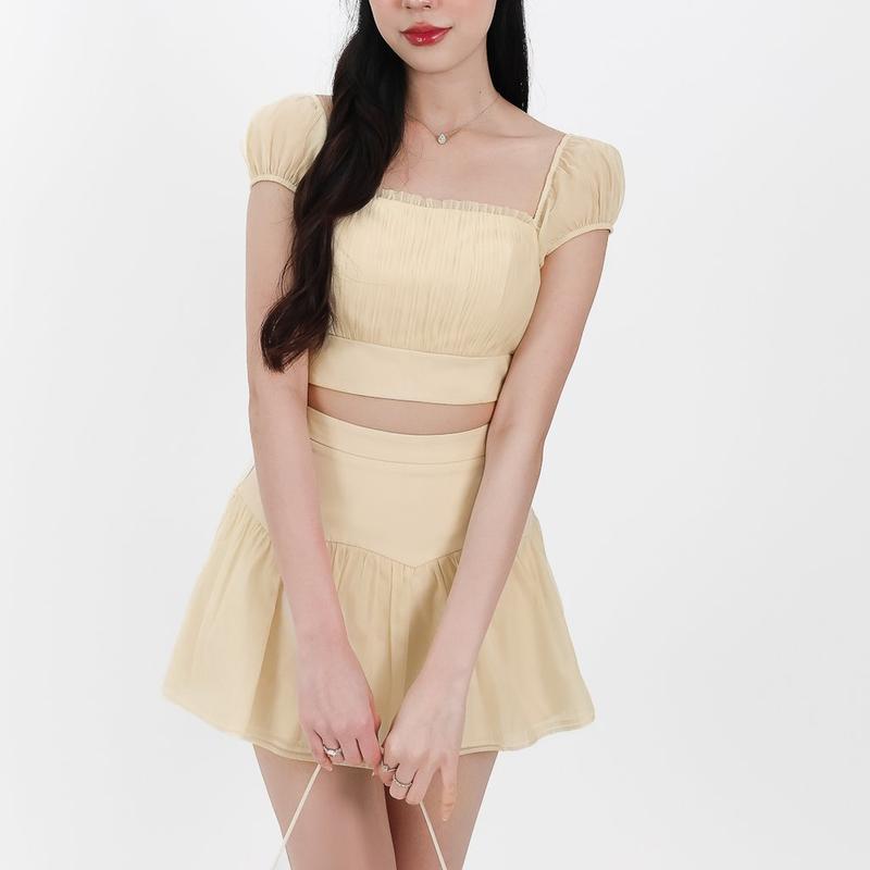 Odette Organza Co-ord Top in Light Yellow 0