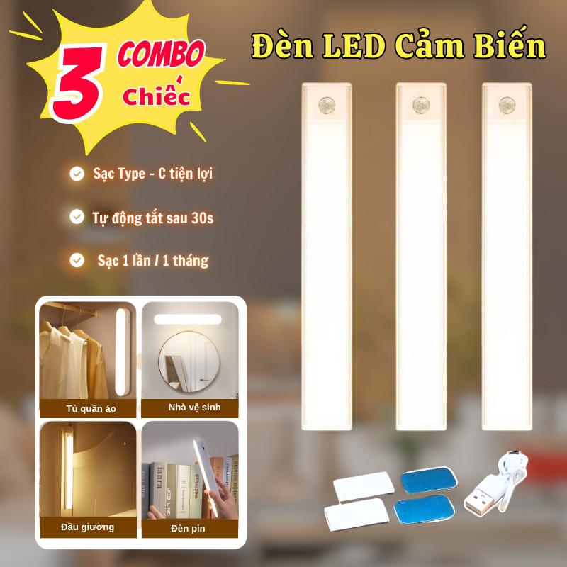 Combo 3 Đèn Cảm Biến Đèn Led Tròn Cảm Ứng Chuyển Động Dán Tường Sạc USB