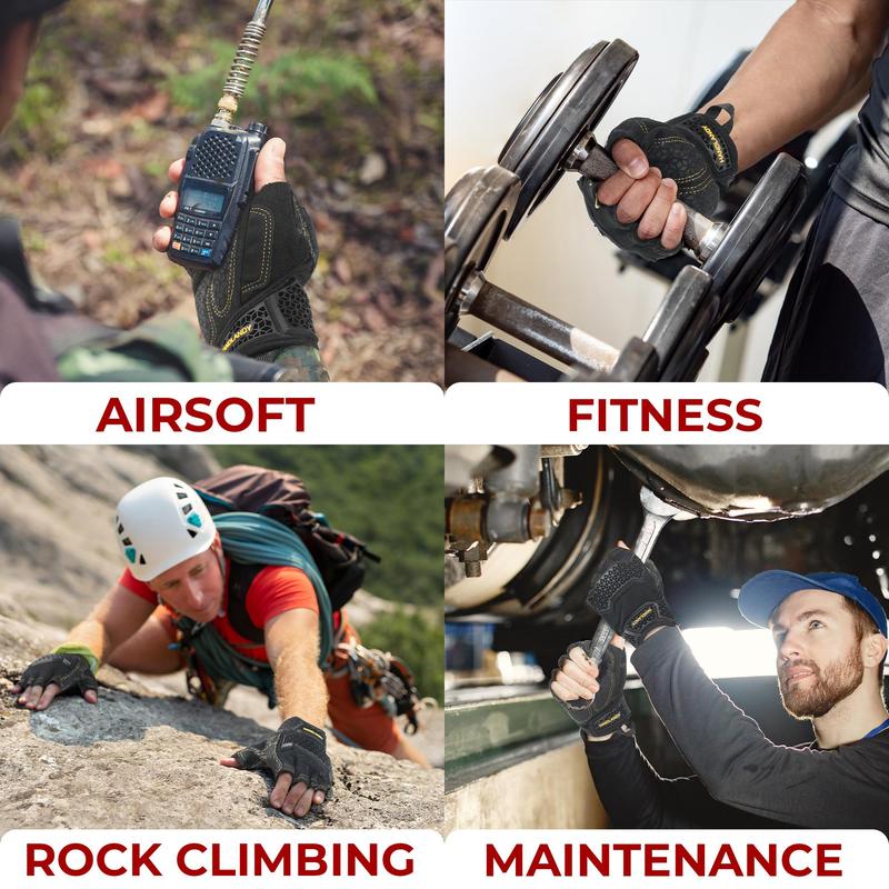 Fingerless Tactical Gloves, 1 Pair Non-slip Work Gloves with Finger Pull Tabs, Mechanical Gloves, Driver Gloves, Universal Cycling Gloves 6