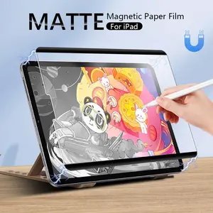 Magnetic Removable Paper Film Like for iPad 11th A16 Pro 11 12.9 Air 6th M3 5th Gen Air4 10th 10.9 7th 8th 9th 10.2 5th 6th Air 2 9.7 Mini 7 6 Pro 10.5 Matte Film Screen  Protector Tab Layar