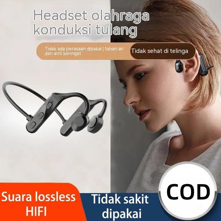 Headphone Bluetooth Olahraga konduksi tulang k69 TWS Bone Conduction Headphones Wireless Earphone Headset Bluetooth 5.0 Tn tulang Open Ear Air Conduction USA Technology Headset Earphones Mikrofon Bawaan Headphones Peredam Kebisingan
