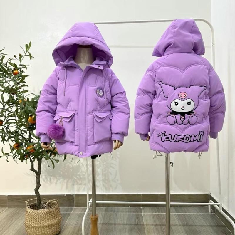 [ 13-38kg ÁO KURUMI BÉ GÁI ] áo phao nhung lì kurumi bé gái -lót lụa logo phát sáng - túi hộp- mũ liền áo- ấm áp -dày dặn 3