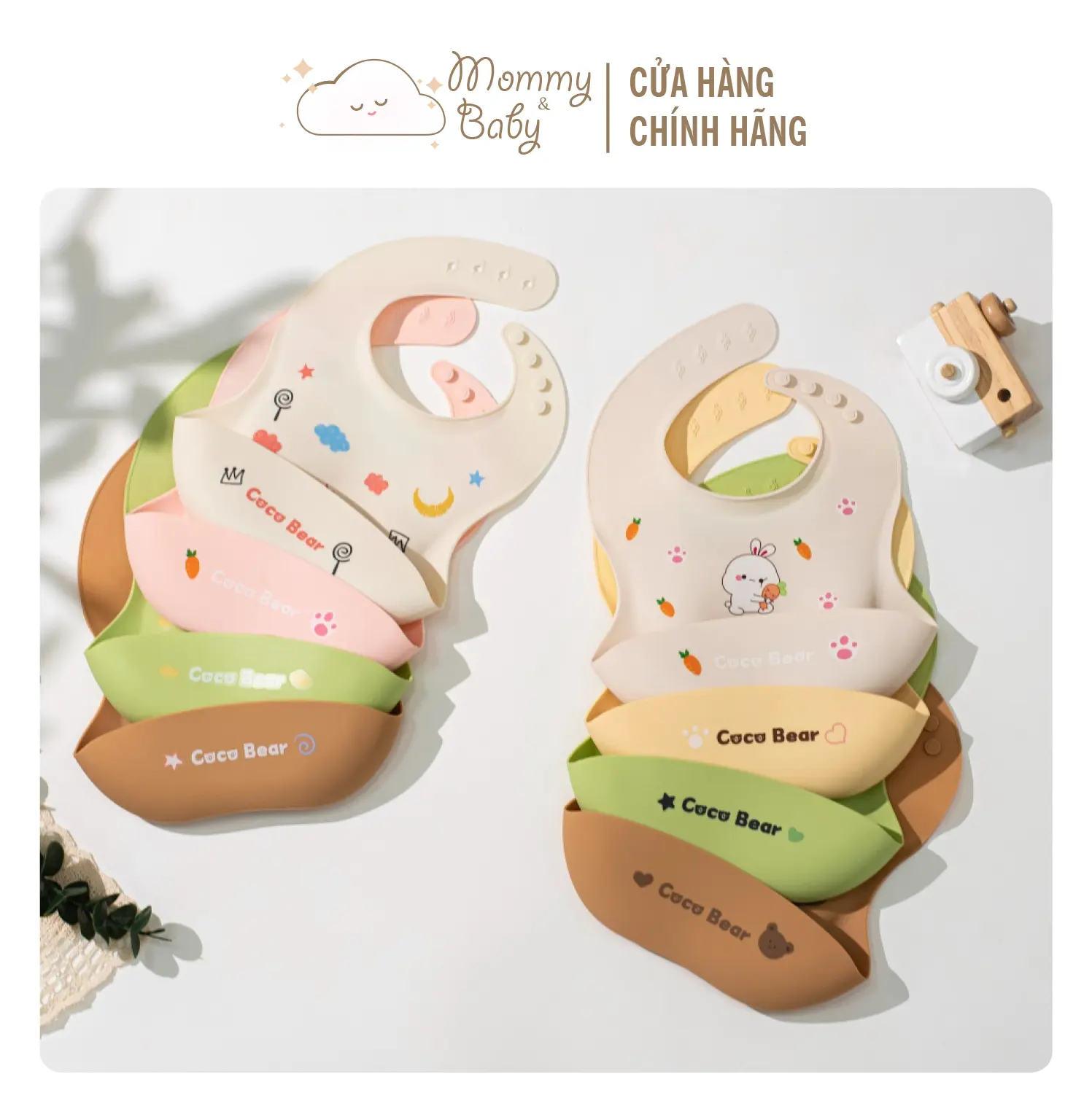 Yếm máng silicone Coco Bear cho bé ăn dặm, xinh xắn tiện lợi, siêu mềm