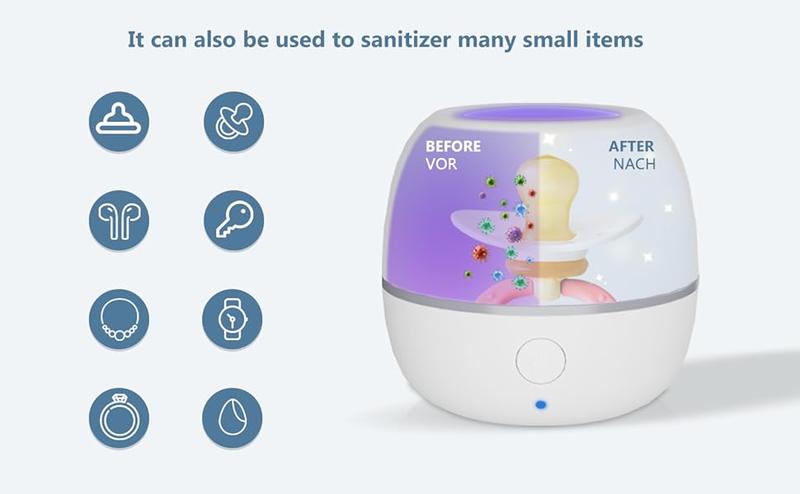 Product Introduction of Upgrade Portable Pacifier Sanitizer UV Light Sterilizer Box Easy to Carry Baby Pacifier Sanitizer On The Go 8