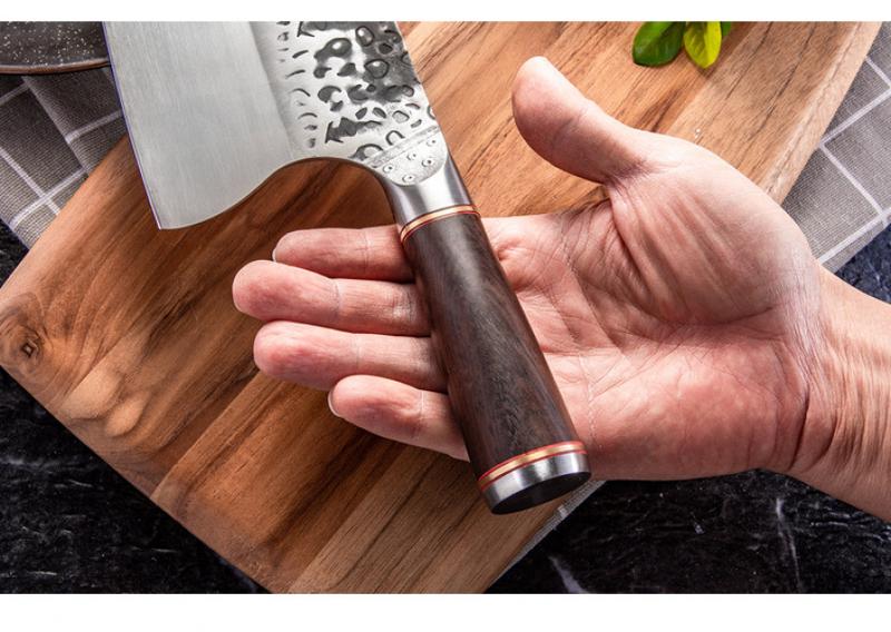 Product Introduction of Longquan Forging Kitchen Knife Cutting and Chopping Chicken Fish Steel Head Hammer Pattern Knife Used in Kitchen Household Slice Kitchen Knife Stainless Carbon Steel 5