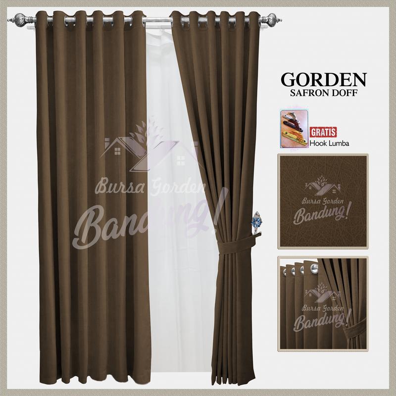 Gorden Jendela Minimalis Blackout Import Hordeng Pintu Aesthetic Tirai Pembatas Ruang Tamu Gordyn Smokring Safron 2