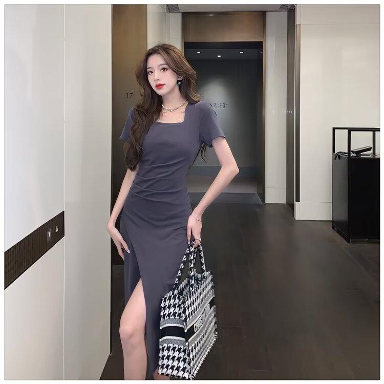 Product Introduction of Fashion Women's Clothing Short Sleeve Dress Feminine Outfit 2021 New Summer Season Slimming Elegant Mid-Length Fashion 2