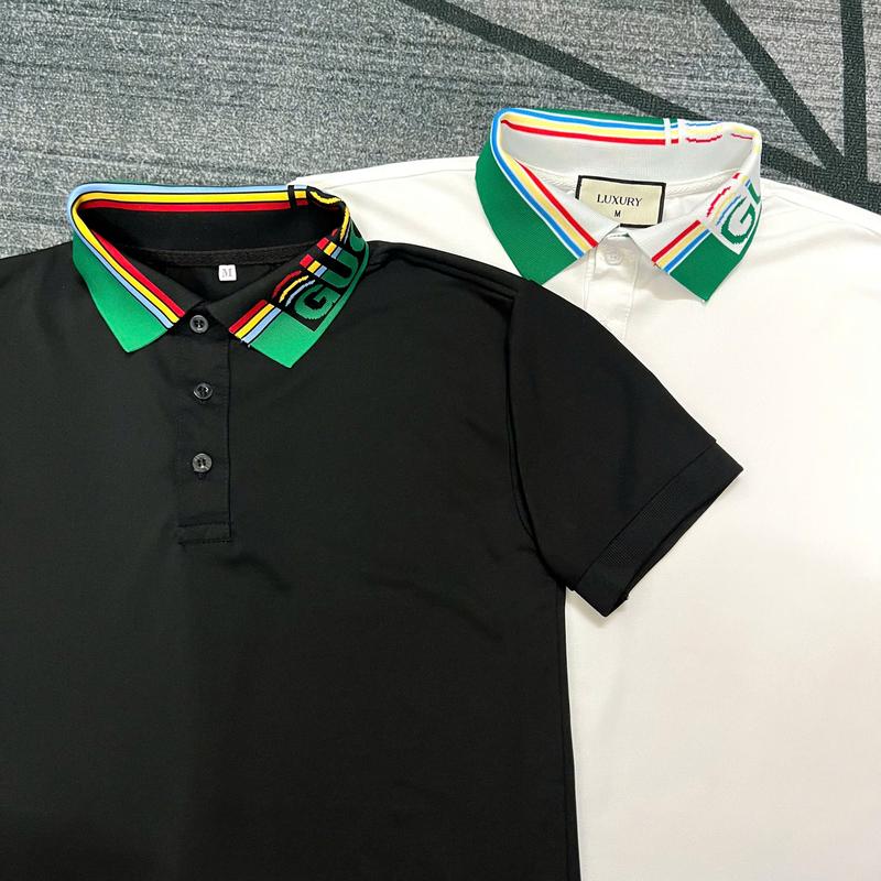 Áo Thun Polo Nam Kẻ Sọc xanh lá Cho Các Boy Phố Đi Chơi 2024  cổ trụ phối viền cổ thêu chữ G...C Menswear Có Cổ Shirt polo  gm