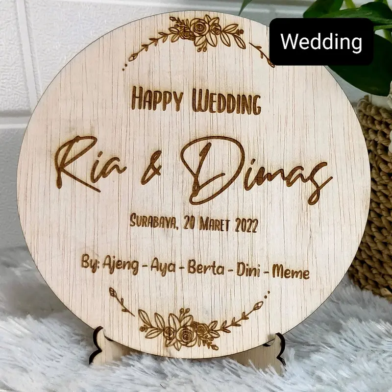 CUSTOM PAPAN NAMA BAYI /PAJANGAN KAYU DEKORASI HADIAH MAHAR UCAPAN ULANG TAHUN ANNIVERSARY WEDDING PERNIKAHAN WISUDA SOVENIR STAND TATAKAN MULTIPLEX MULTIPLEK PLYWOOD 3