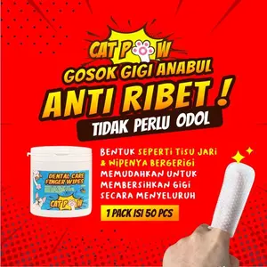 CATPOW Dental Care FINGER WIPES isi 50pcs - Sikat Gigi Kucing Anjing / Pembersih Gigi Anjing Sikat Gigi Anjing Kucing