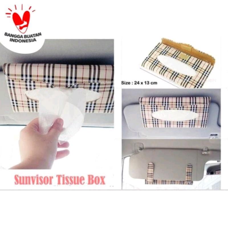 TEMPAT TISU SUNVISOR MOBIL MODEL GARIS MOTIF KOTAK 2