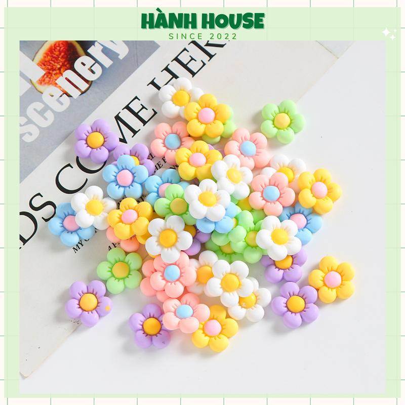 Tặng keo dán Set 2 Charm Slime trang trí họa tiết bông hoa nhiều màu cực xinh