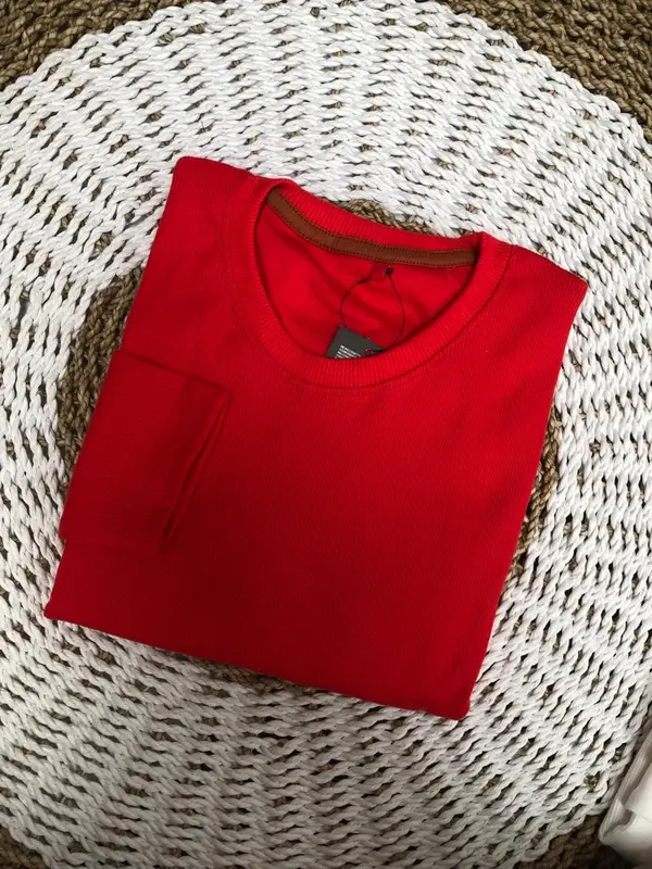 KAOS DEWASA POLOS LENGAN PANJANG MERAH PUTIH 3