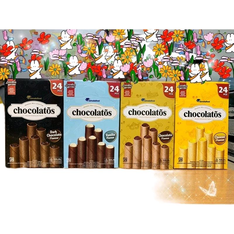 Bánh Cuộn Xốp Chocolatos 336gr. Nhập khẩu Indonesia Ăn Vặt Sô Cô La Thức Ăn Food Socola nama 12vi chocopie