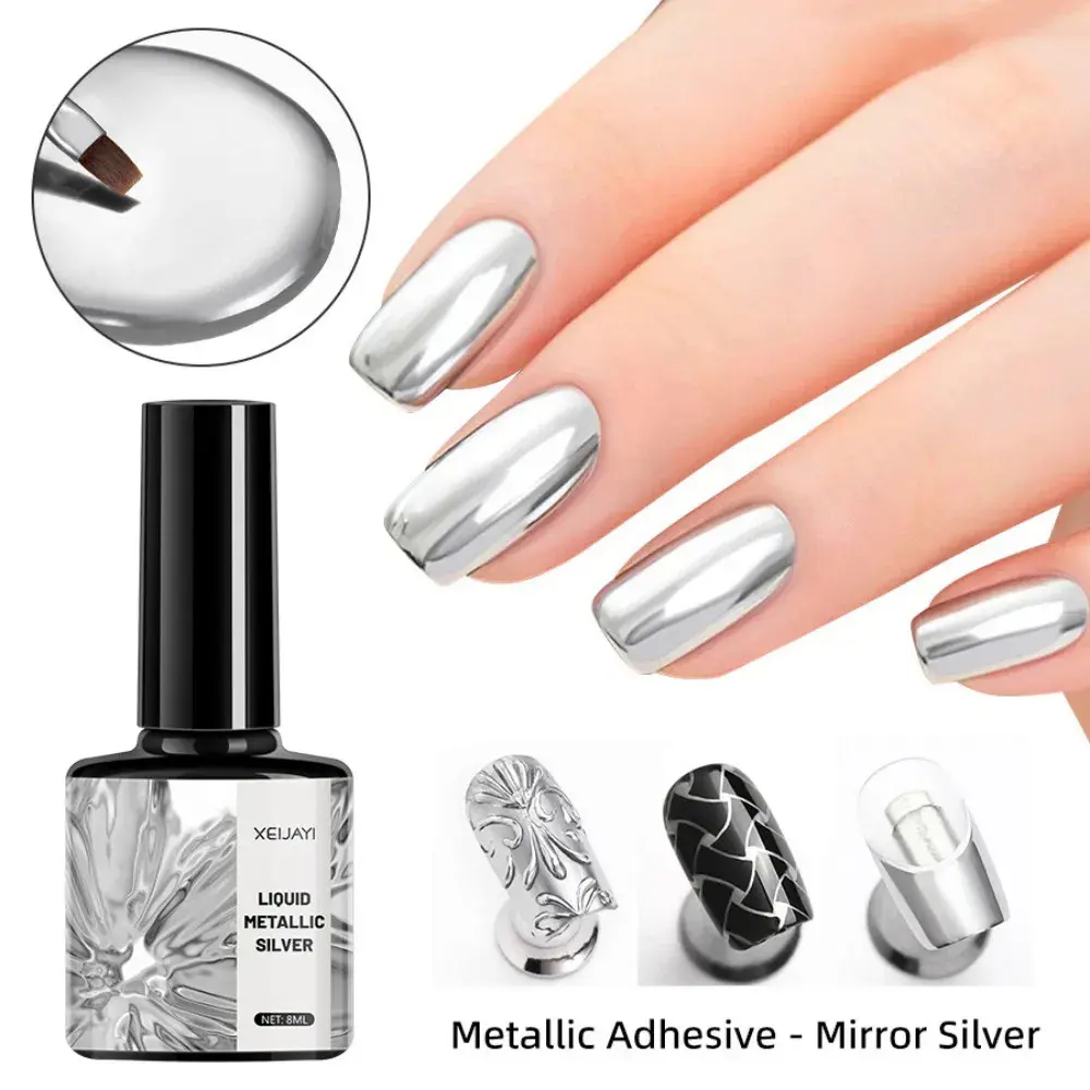 Bright Mirror Metallic Nail Gels Polish UV Soak Off Paint Gel  Flower Drawing Gold Superbright Nails Lacquer Semi-Permanent Nail