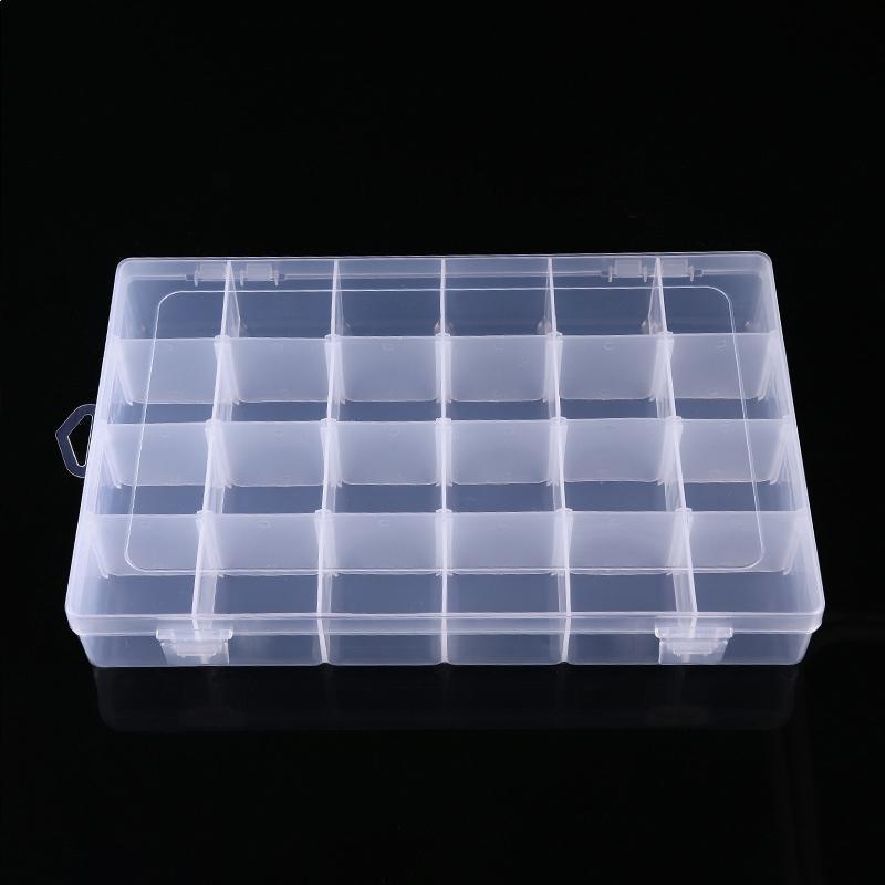 Product Introduction of 24 Grid Clear Bead Storage Box, 2 Counts Jewelry Fishing Gear Electronic Parts Nail Art Storage Box with Lid, Home Organizer for Jewelry 6