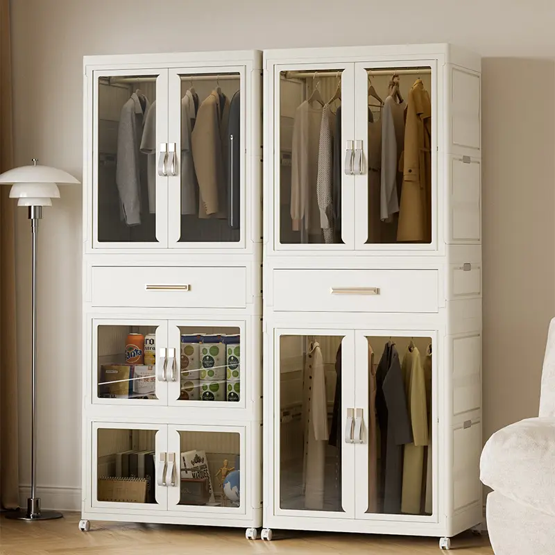 Storage Cabinet Foldable Multifunctional Toy Clothes Storage Box Household Bedroom Living Room Multi-Tier Movable Storage Cabinet Organiser