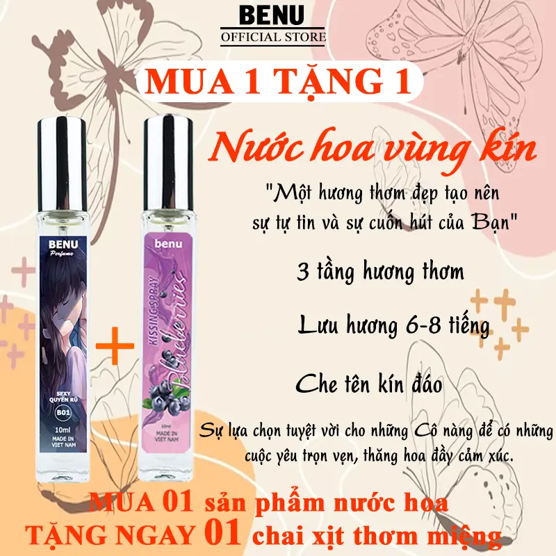 Nước Hoa Vùng Kín Benu Cao Cấp Nước Hoa Vùng Bi Nữ Thơm Lâu Quyến Rũ Gợi Cảm Dạng Xịt Chai 10ml Perfume Cosmetic