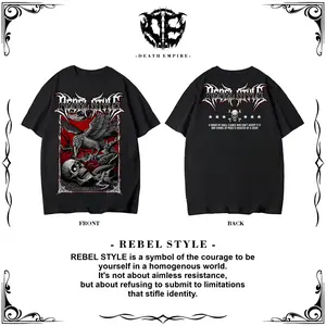 Baju Kaos Netral Terbaru Rebel Style Model Casual Distro Kalcer Metal Sablon Dtf Full Punggung 24s Hitam Putih Biru Merah Cabai DEATH EMPIRE AC5