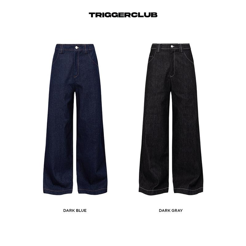 TRIGGER CLUB - Quần jeans ống rộng - TGC RAW DARK GREY/ DARK BLUE DENIM PANTS