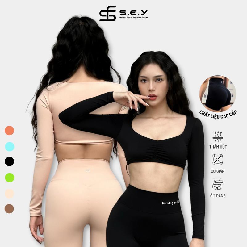 Áo Croptop SEY DEVIDE LONG SLEEVE tập gym tập yoga dài tay dáng thể thao mềm mịn