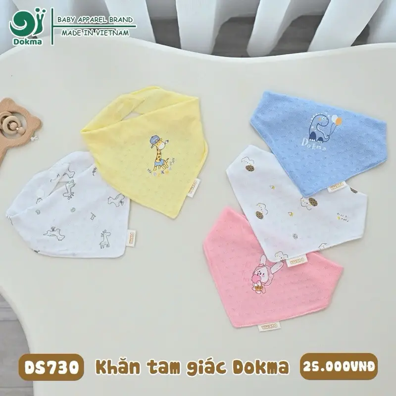khăn tam giác coton Dokma thoáng mát  dành cho bé trai và bé gái chất coton mềm mịn