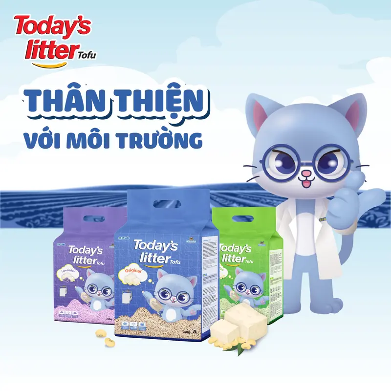 CÁT VỆ SINH ĐẬU NÀNH CHO MÈO - TODAY'S LITTER TOFU (7L) 7