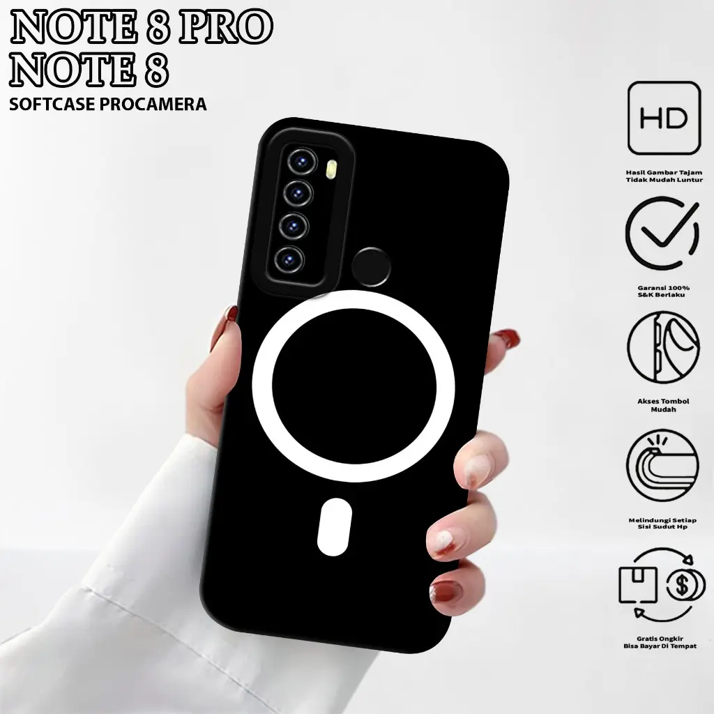 Case R3DM1 Note 8 / Note 8 Pro ( Logo Walpaper ) - Cover Hp - Silikon - Softcase Procamera - Kesing