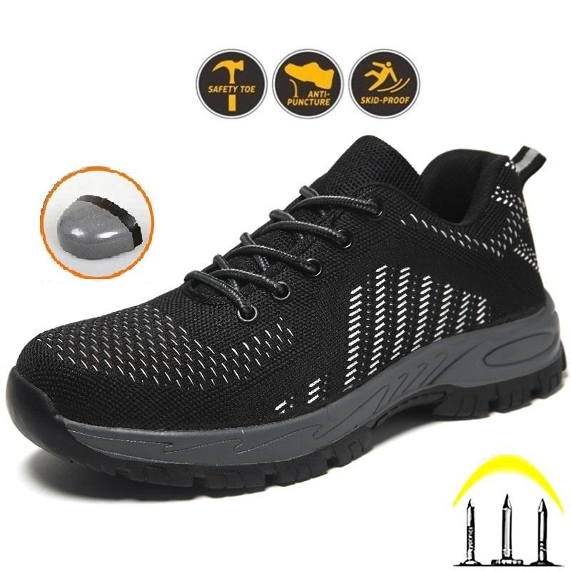 Giày Bảo Hộ Nam BH14 Mũi,Đế Thép Giày Nam công trìnhLeo Núi Tăng Ma Sát- Chống Đinh-Thân Vải Dù Thoáng Khí màu Đen xanh