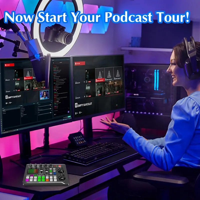 F998 Live Sound Card, USB Rechargeable Live Sound Card Audio Mixer, Sound Card for Live Streaming, DJ Music Mixer for Live Streaming/Gaming 6