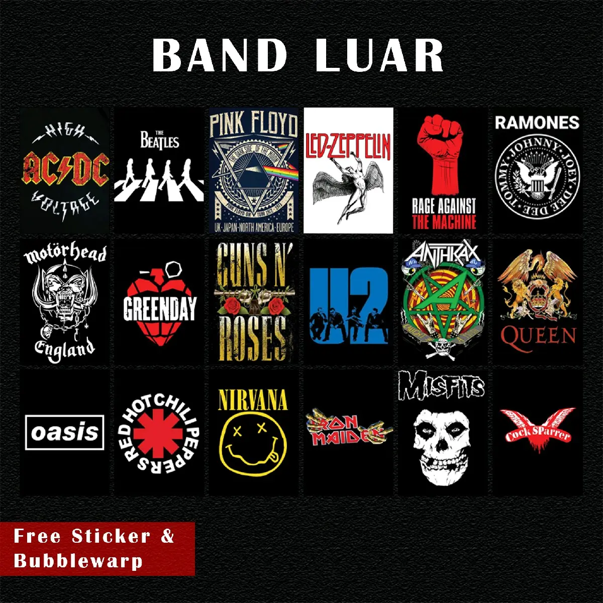 WALLDECOR WALLPAPER POSTER LOGO BAND LUAR DEKORASI KAMAR AESTHETIC