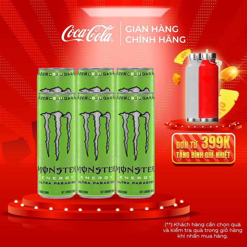Lốc 6 Lon Nước Ngọt Giải Khát Tăng Lực Monster Energy Ultra Paradise 355ml Sale 15.4 Coca-Cola Beverages VN