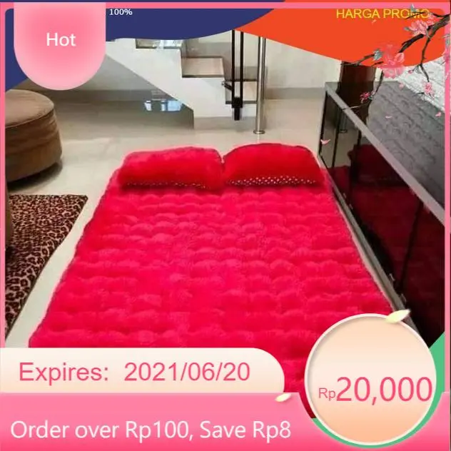 NEW!!! KASUR BULU RASFUR JUMBO | KASUR GENDER | KASUR LIPAT | KASUR LANTAI MURAH!! - Merah Bayar Ditempat