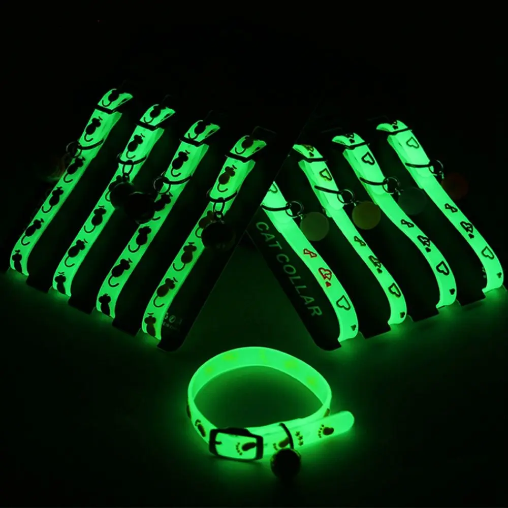 Soft Adjustable Necklace Glow at Night with Bells Kitten For Puppy Pet Glowing Collar Dog Accessories Pet Supplies Cat Luminous Collar