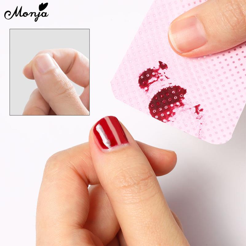 Monja 200pcs/Box Lint Free Nail Wipes Nail Polish Remover Cotton Wipes UV Gel Tips Remover Cleaner Paper Pad Nails Polish Art Cleaning Manicure Tools 2