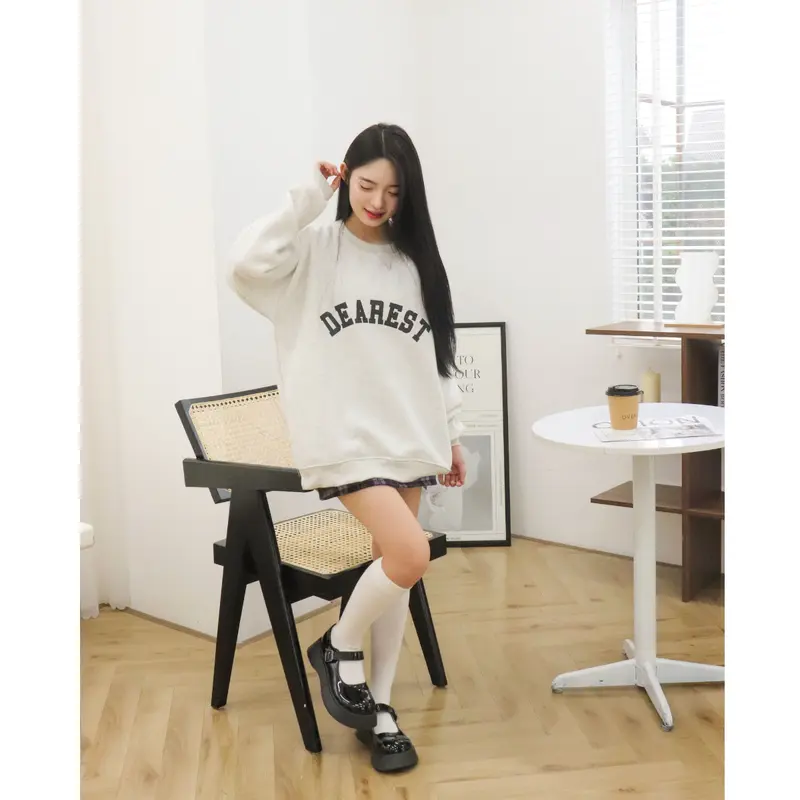 [TOSUN] Áo Sweater Nỉ Bông Cotton Form Rộng Unisex Xám Tiêu In Chữ Basic S02 7