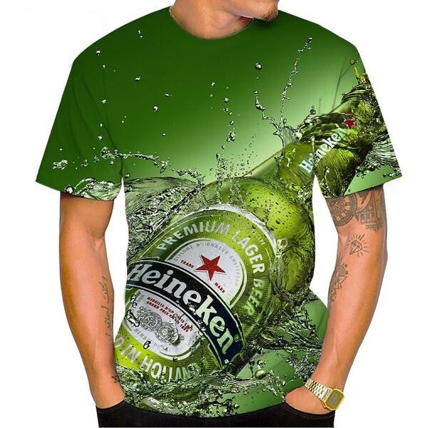 Product Introduction of Menswear Round Neck Men's Short Sleeve 3D Printed T-shirt - Individuality with Beer Can Design 1